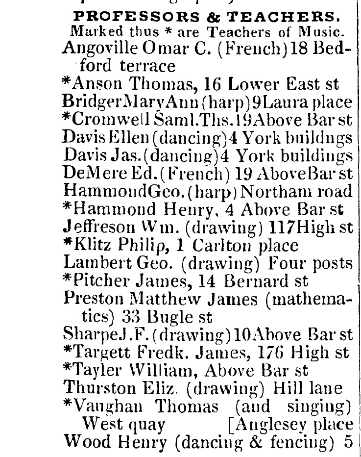 Pigots Directory of Hampshire 1844 Southampton p90