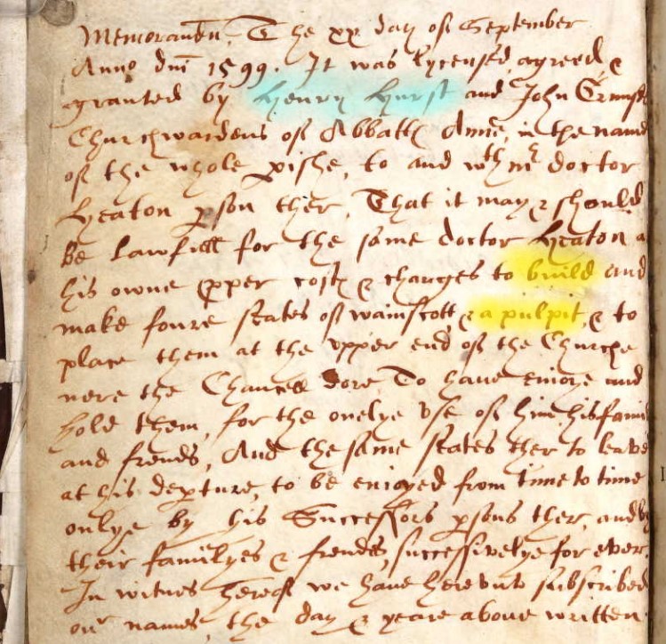 Register of Abbots Ann title page text