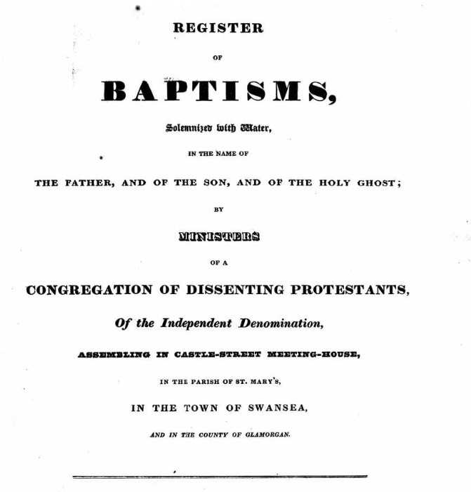 Register of Baptisms Independent Swansea