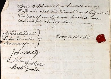 Will of Henry Biddlecombe of Kingston page 2