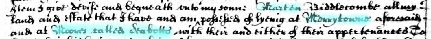 Will of John Biddlecomb of Merrytown part