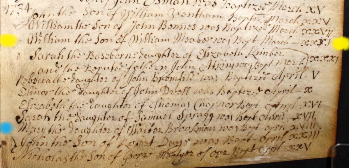 Baptised William Mabey 31 March 1734