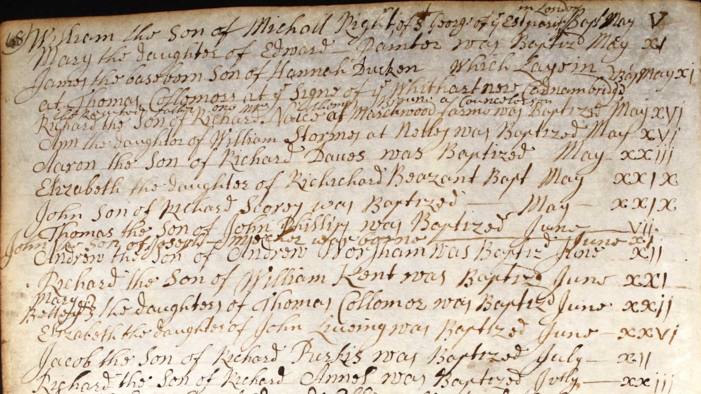 Baptisms Eling 1734 B