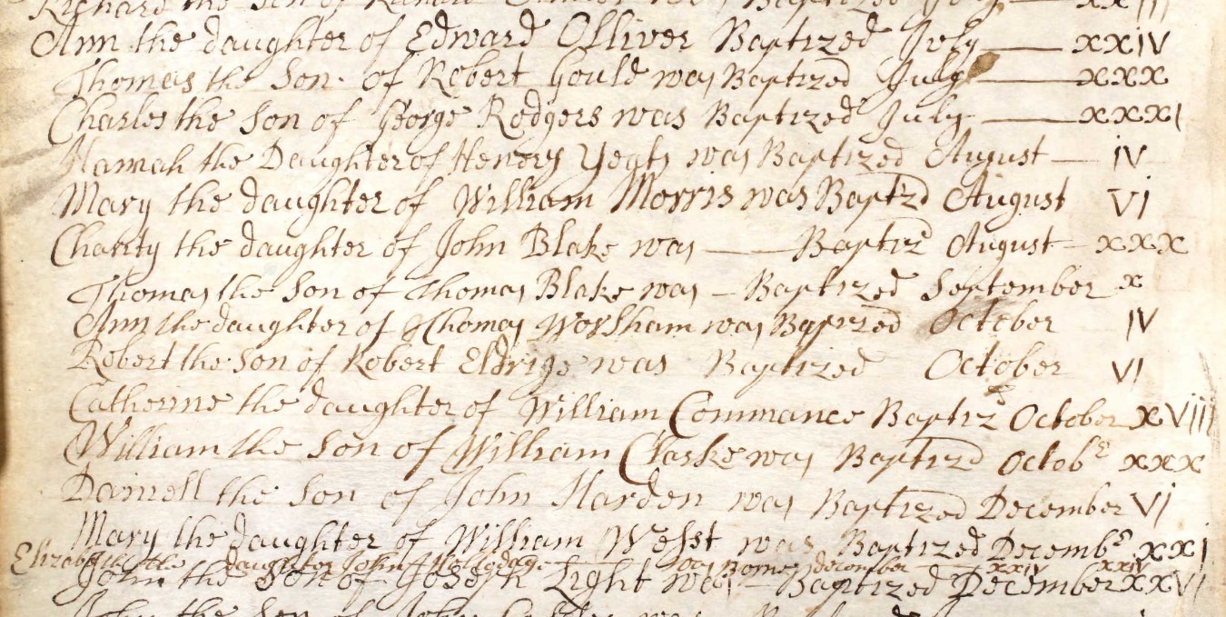 Baptisms Eling 1734 C