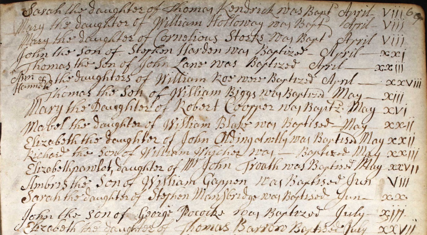 Baptisms Eling 1735 B
