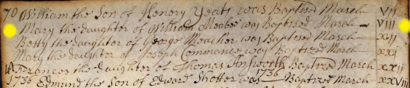 Baptisms Eling 1735 E