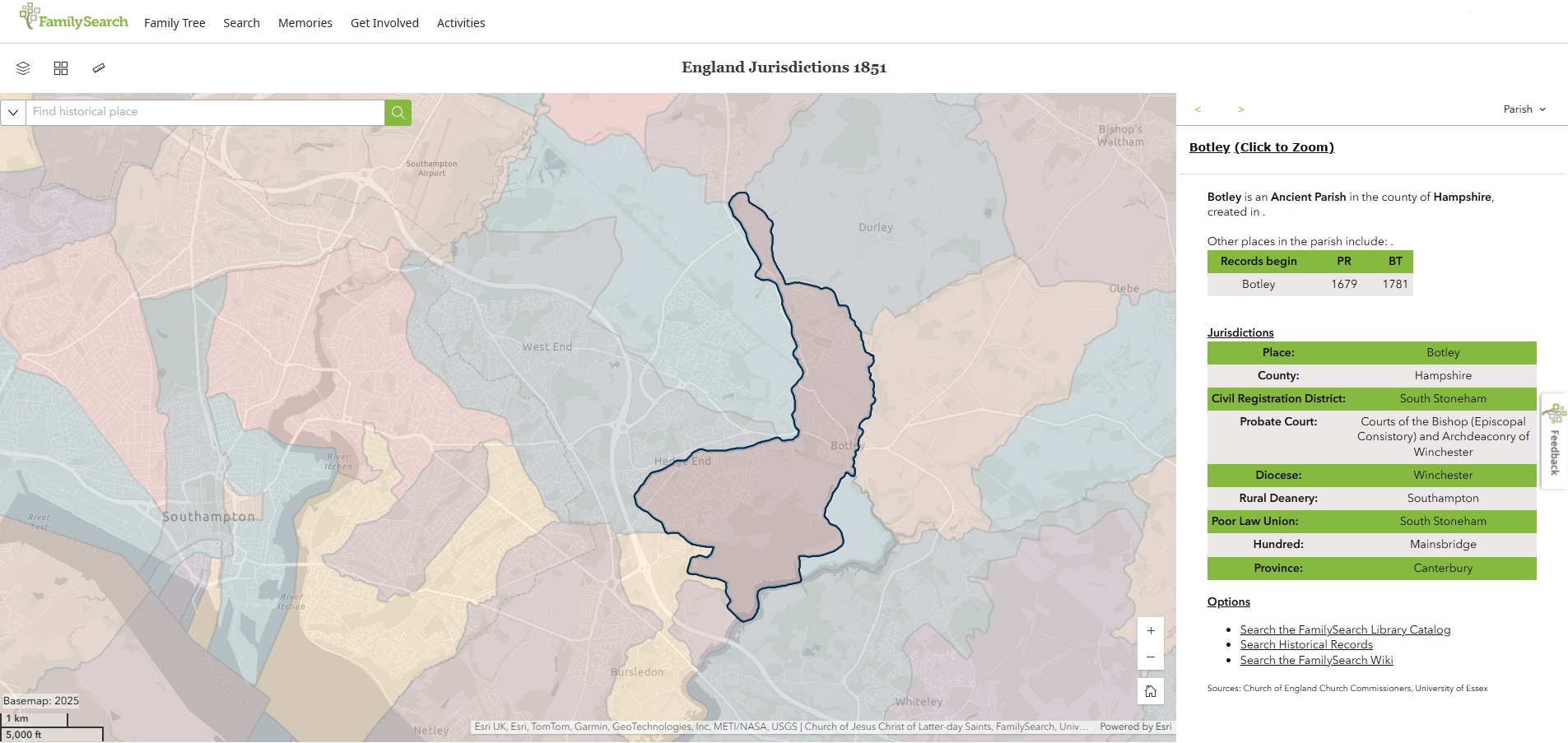 England Jurisdictions 1851 Botley 1