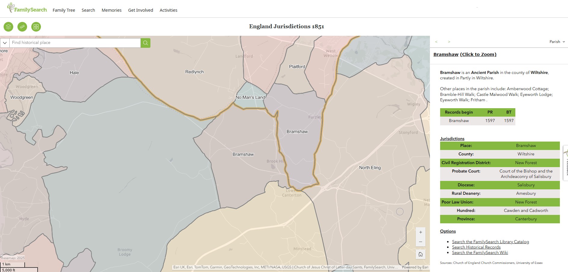England Jurisdictions 1851 Bramshaw 1