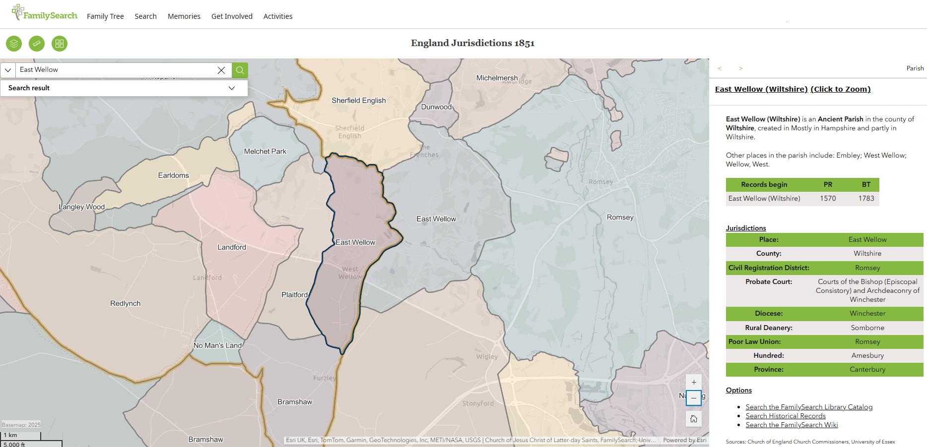 England Jurisdictions 1851 East Wellow 1