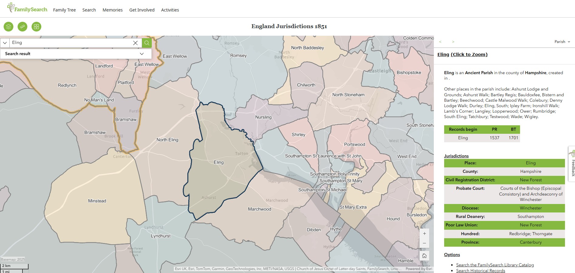 England Jurisdictions 1851 Eling 1
