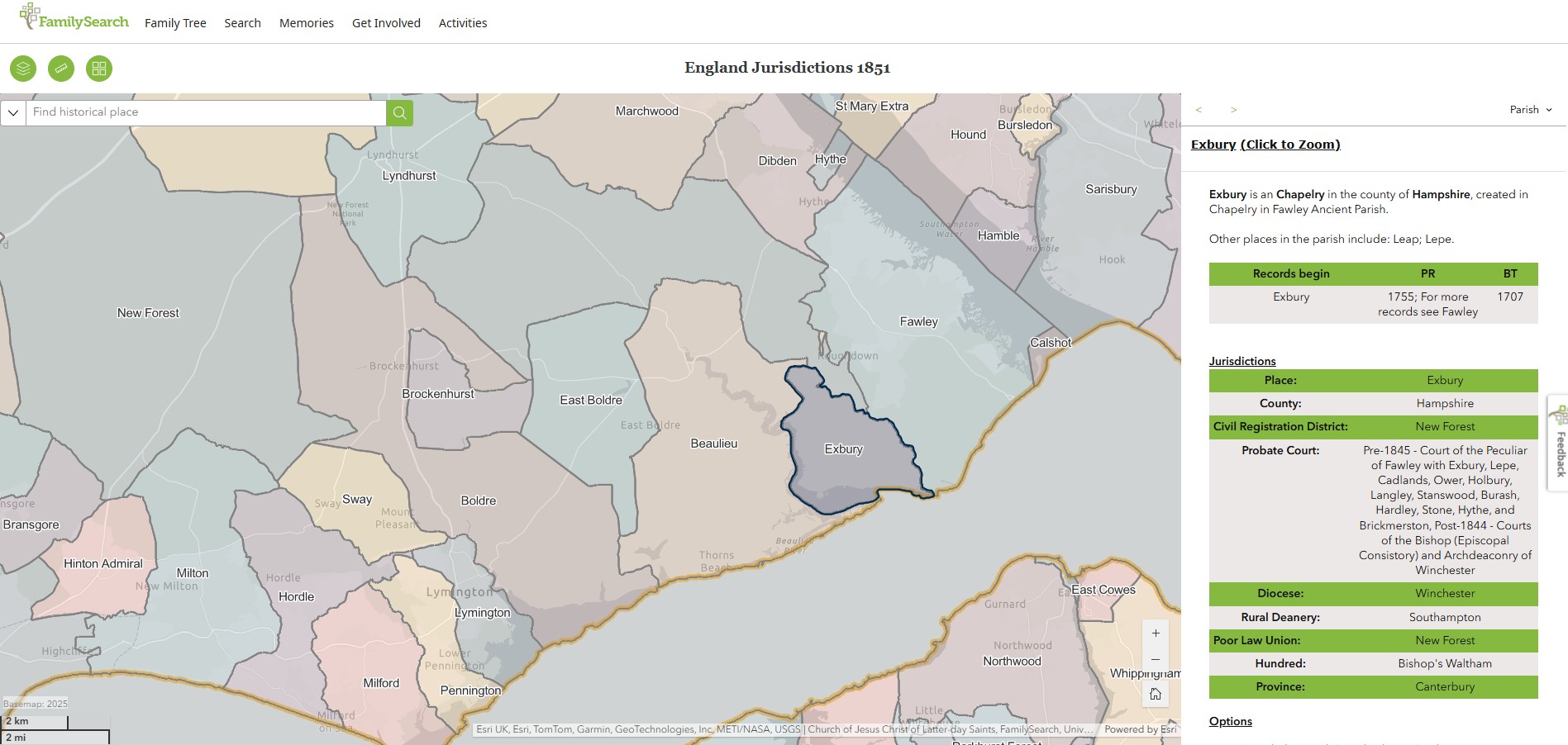 England Jurisdictions 1851 Exbury 1