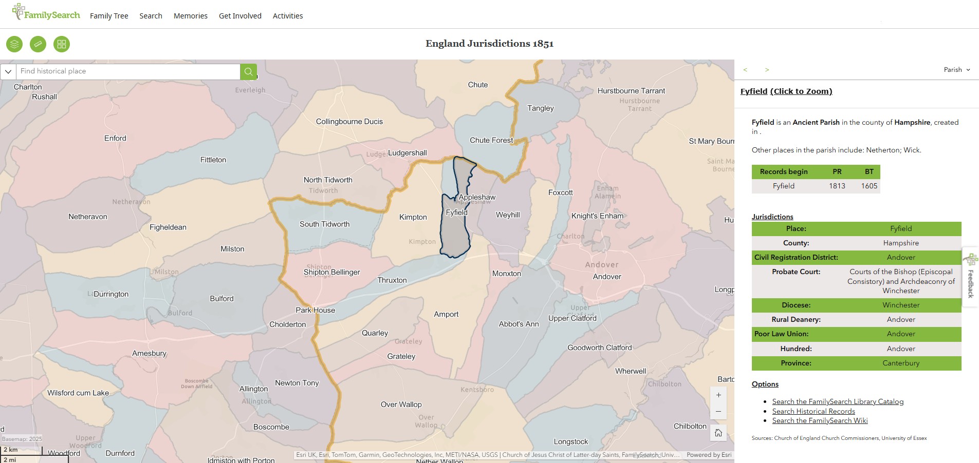 England Jurisdictions 1851 Fyfield 1