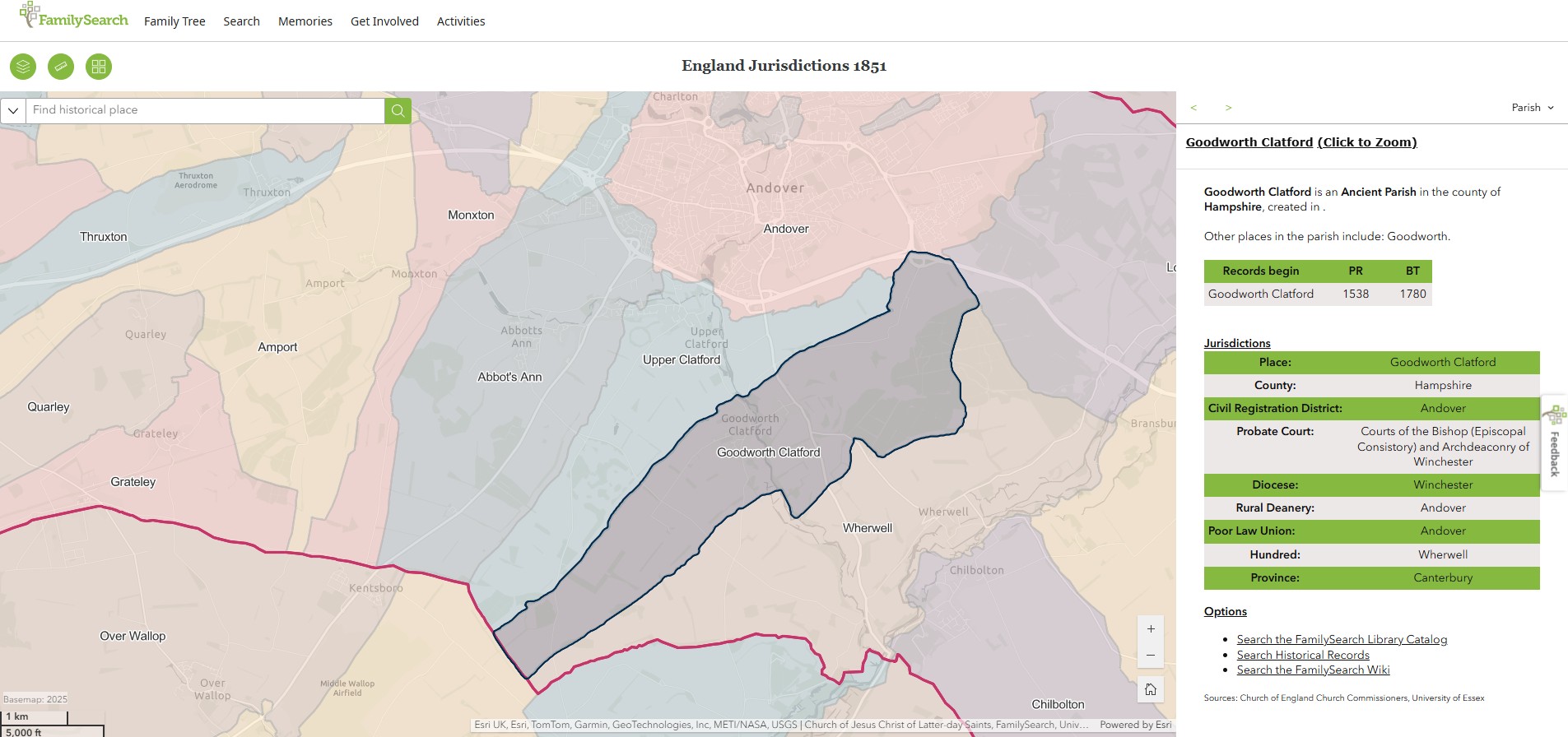England Jurisdictions 1851 Goodworth Clatford 1