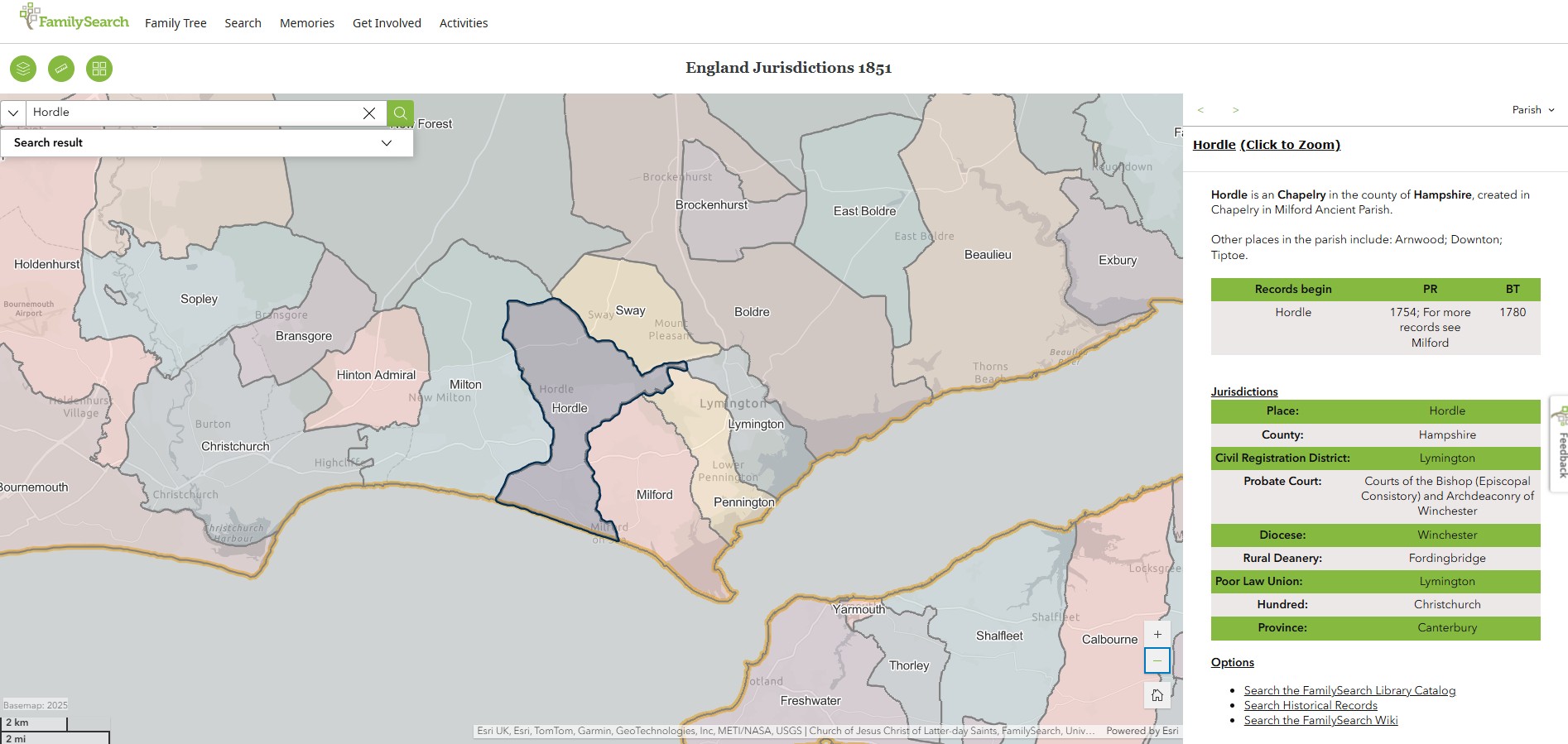 England Jurisdictions 1851 Hordle 1