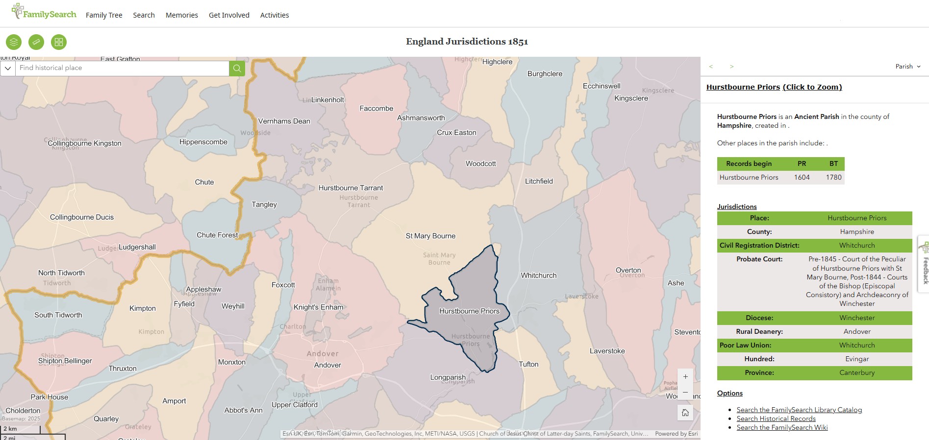 England Jurisdictions 1851 Hurstbourne Priors 1