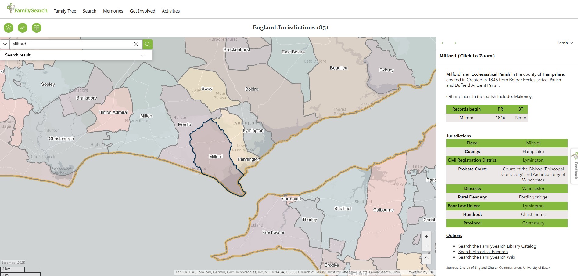 England Jurisdictions 1851 Milford 1