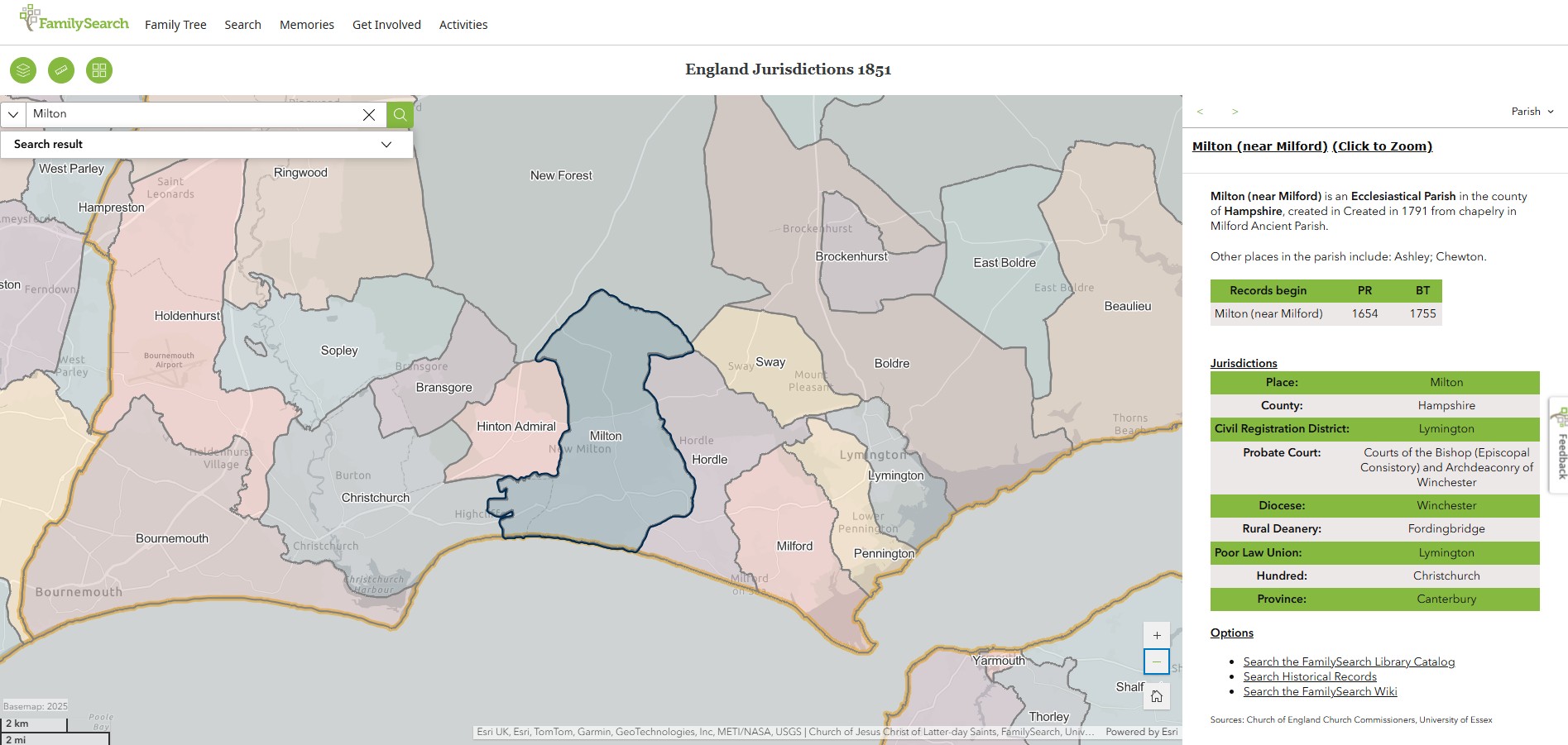England Jurisdictions 1851 Milton 1