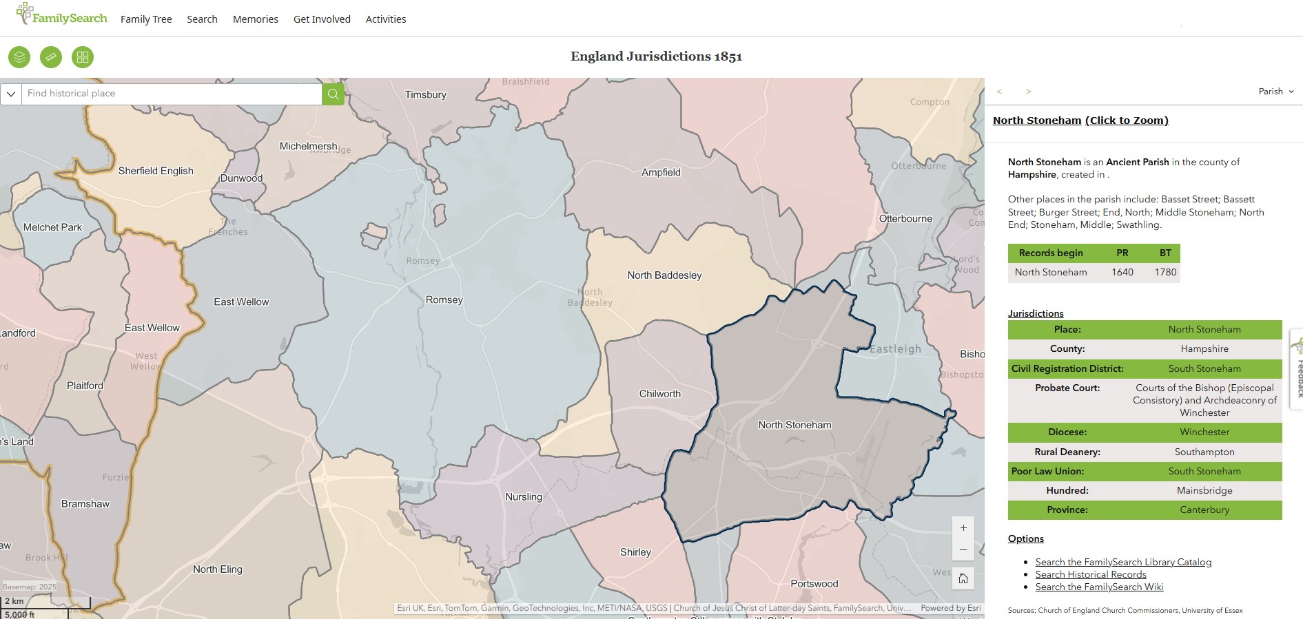 England Jurisdictions 1851 North Stoneham 1