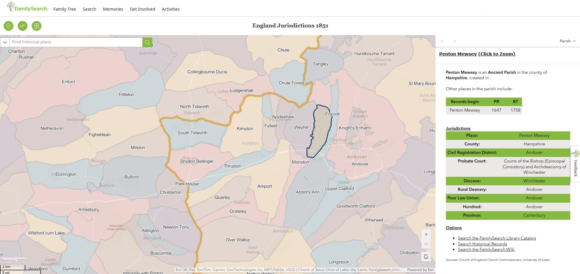 England Jurisdictions 1851 Penton Mewsey 1