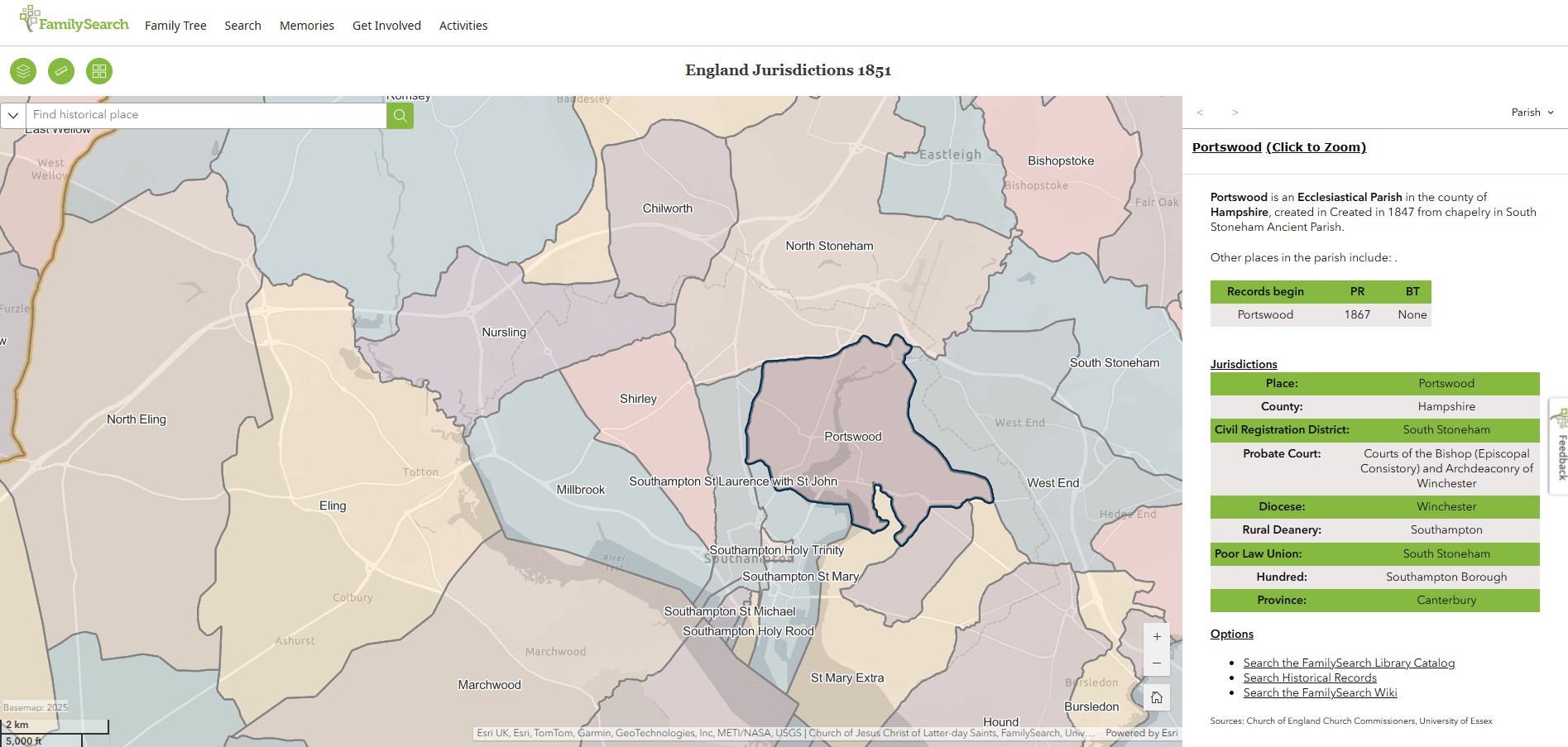 England Jurisdictions 1851 Portswood 1