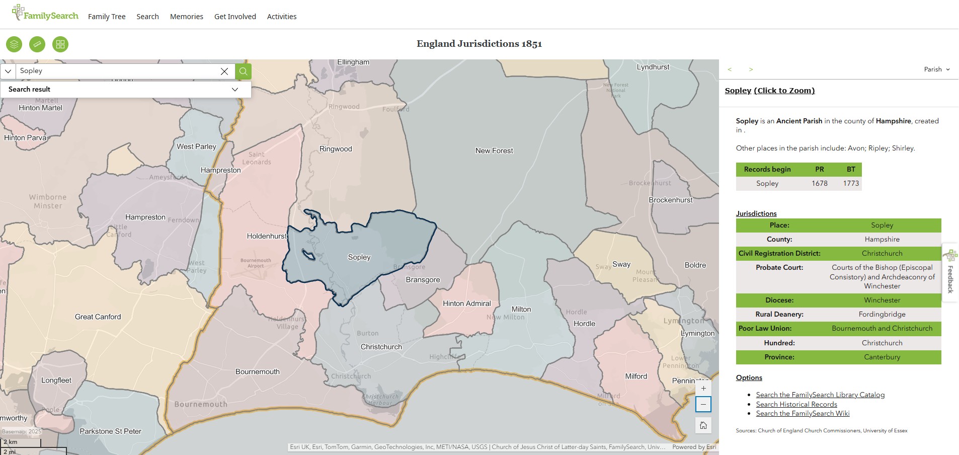 England Jurisdictions 1851 Sopley 1