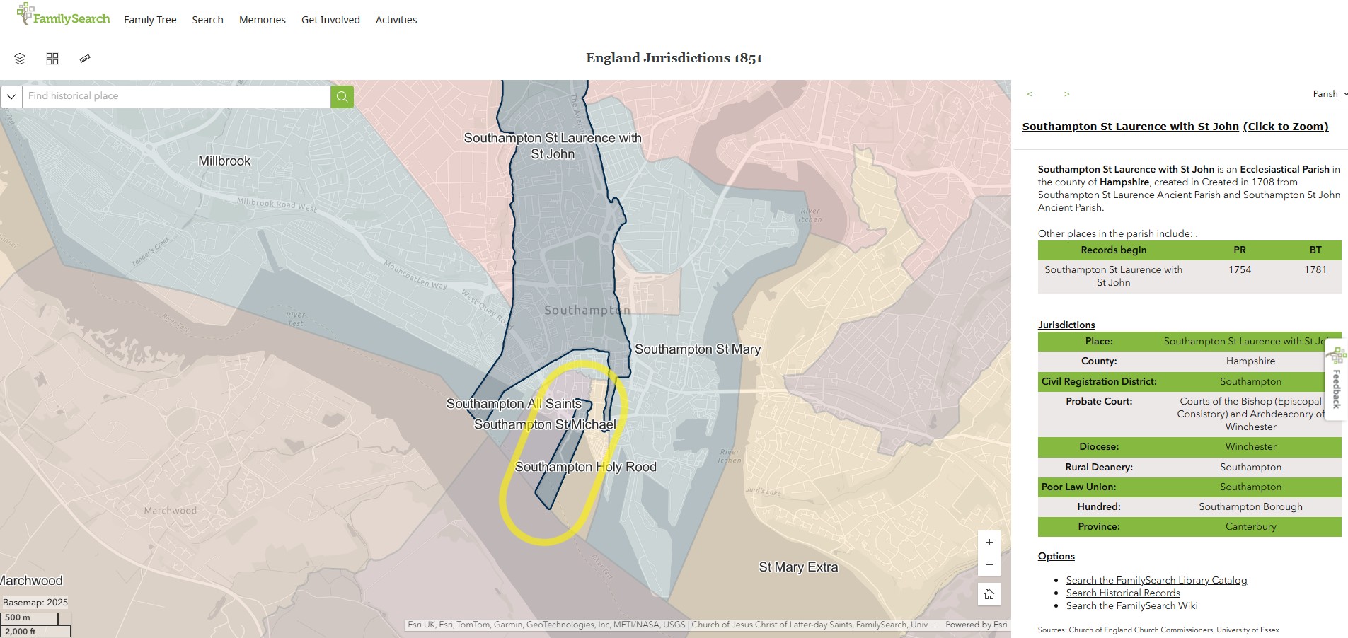 England Jurisdictions 1851 Southampton St John 1