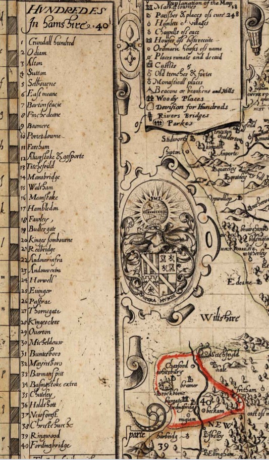 Norden s Hampshire 1595 Hundreds and key