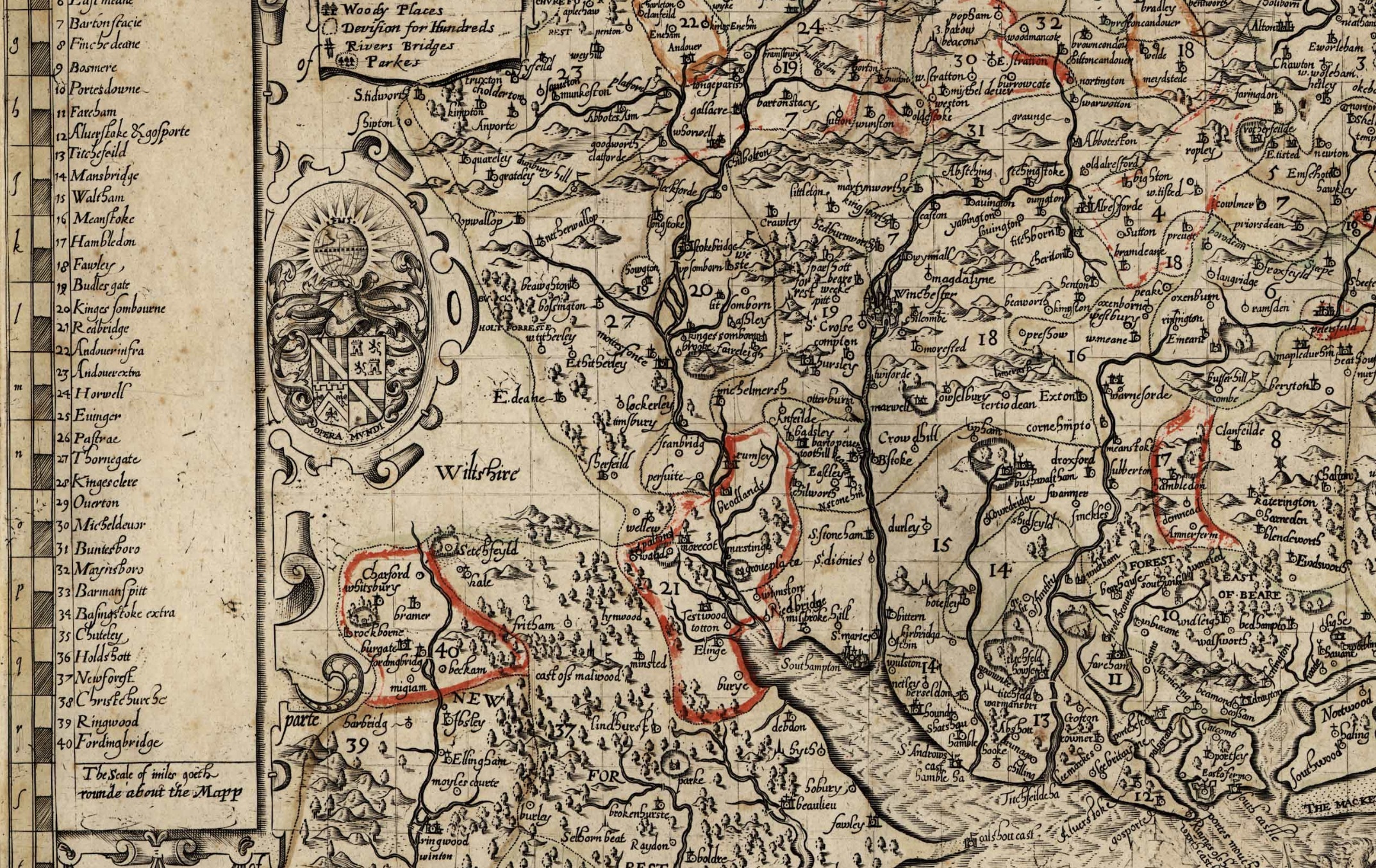 Nordens Hampshire 1595 Hundreds Redbridge