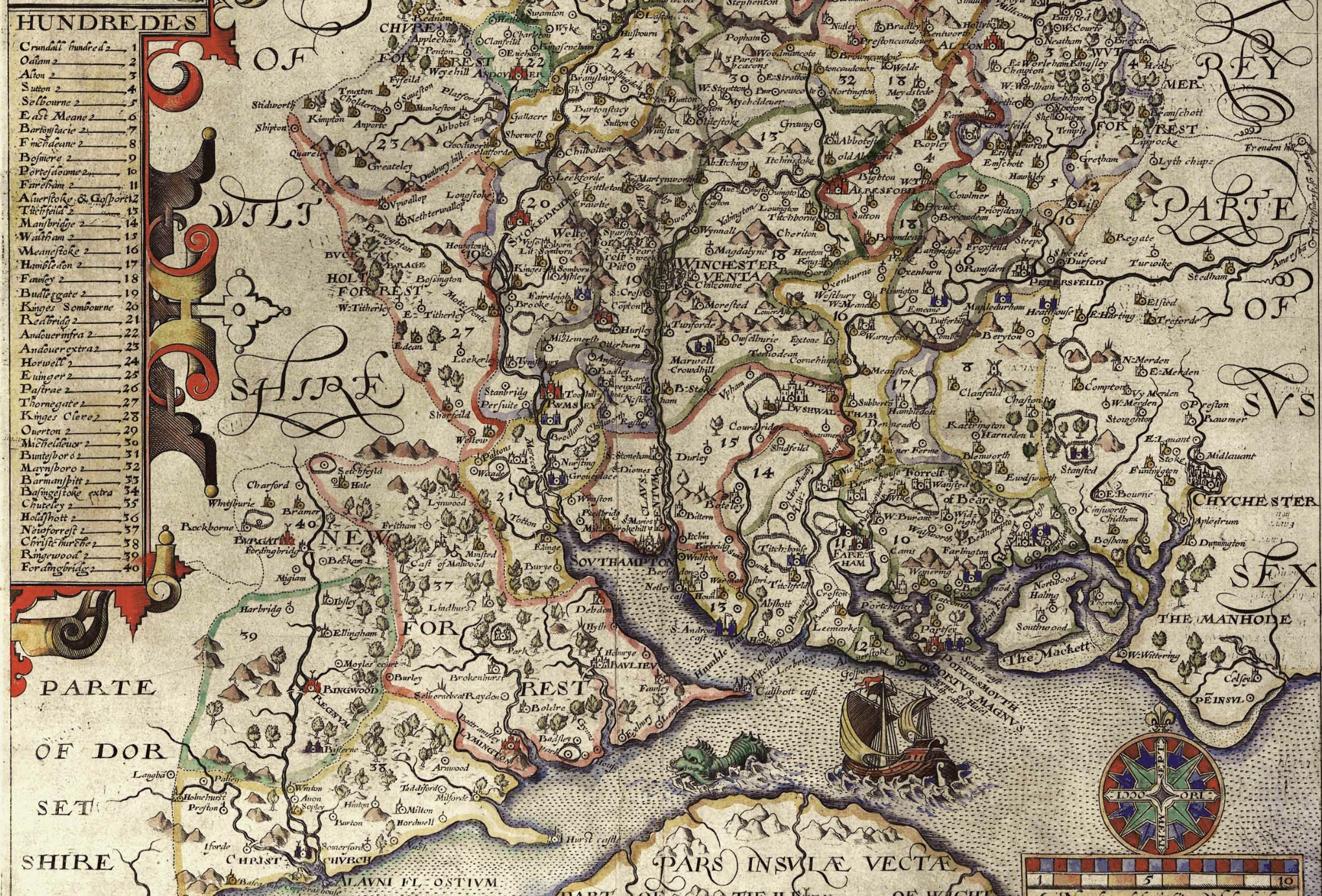 Nordens Hampshire 1607 Hundreds
