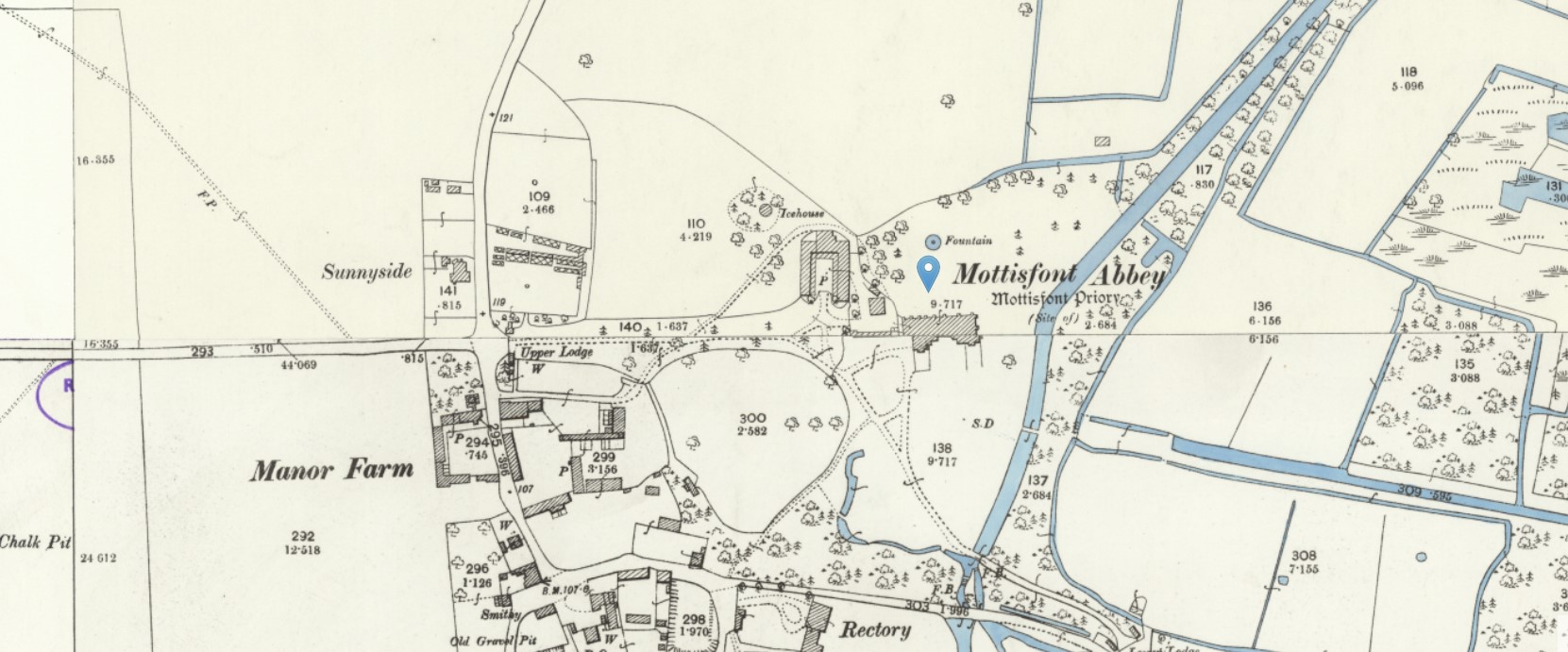 OS 25 Old Map Mottisfond Abbey