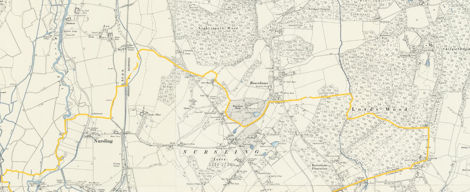 OS 6 Old Map Nursling Parish Boundary North