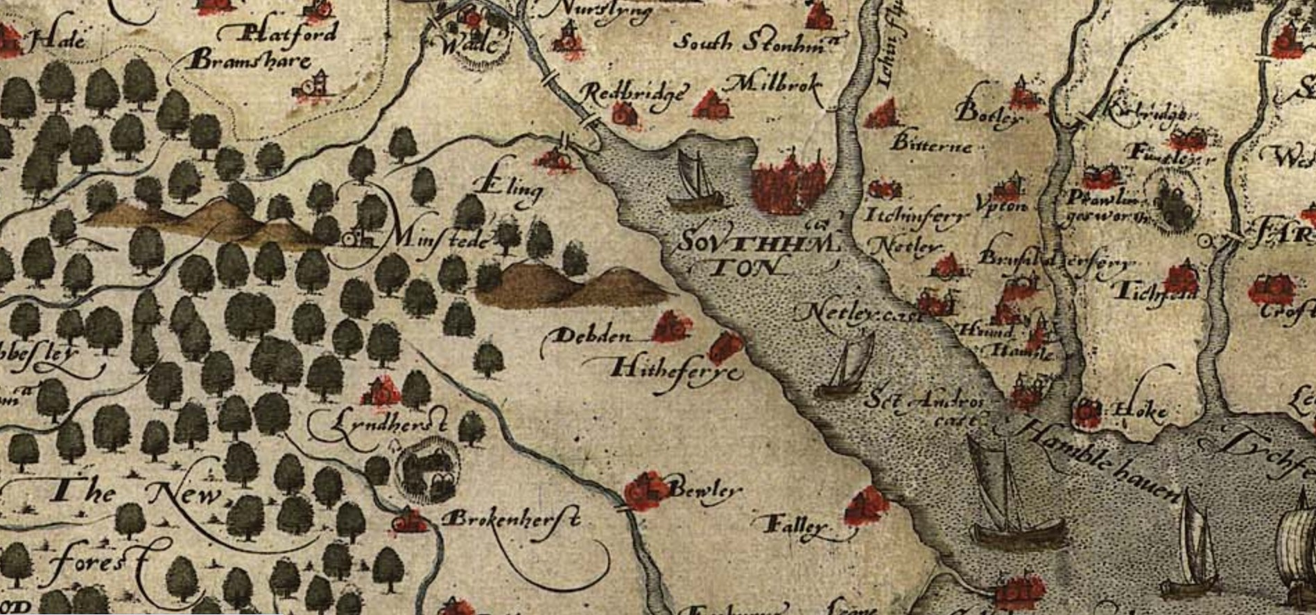 Saxton 1575 Hampshire Eling 200