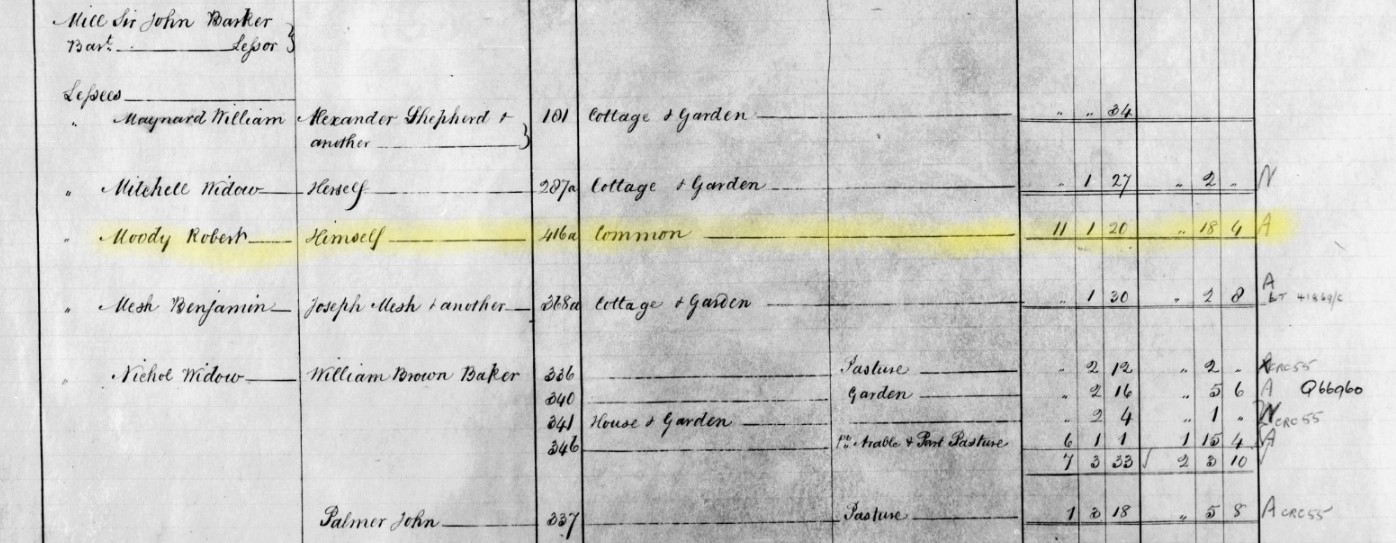 Tithe Apportionment Nursling Robert Moody Plot 416a
